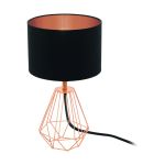 Eglo Lampada Da Tavolo Carlton 2 Acciaio Rame Nero | IP20 - Adatto per 1x E14 